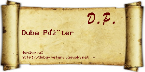 Duba Péter névjegykártya
