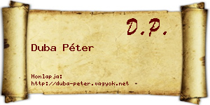 Duba Péter névjegykártya