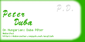 peter duba business card