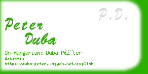 peter duba business card